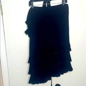 Susana Monaco Navy Asymmetrical Ruffle Skirt